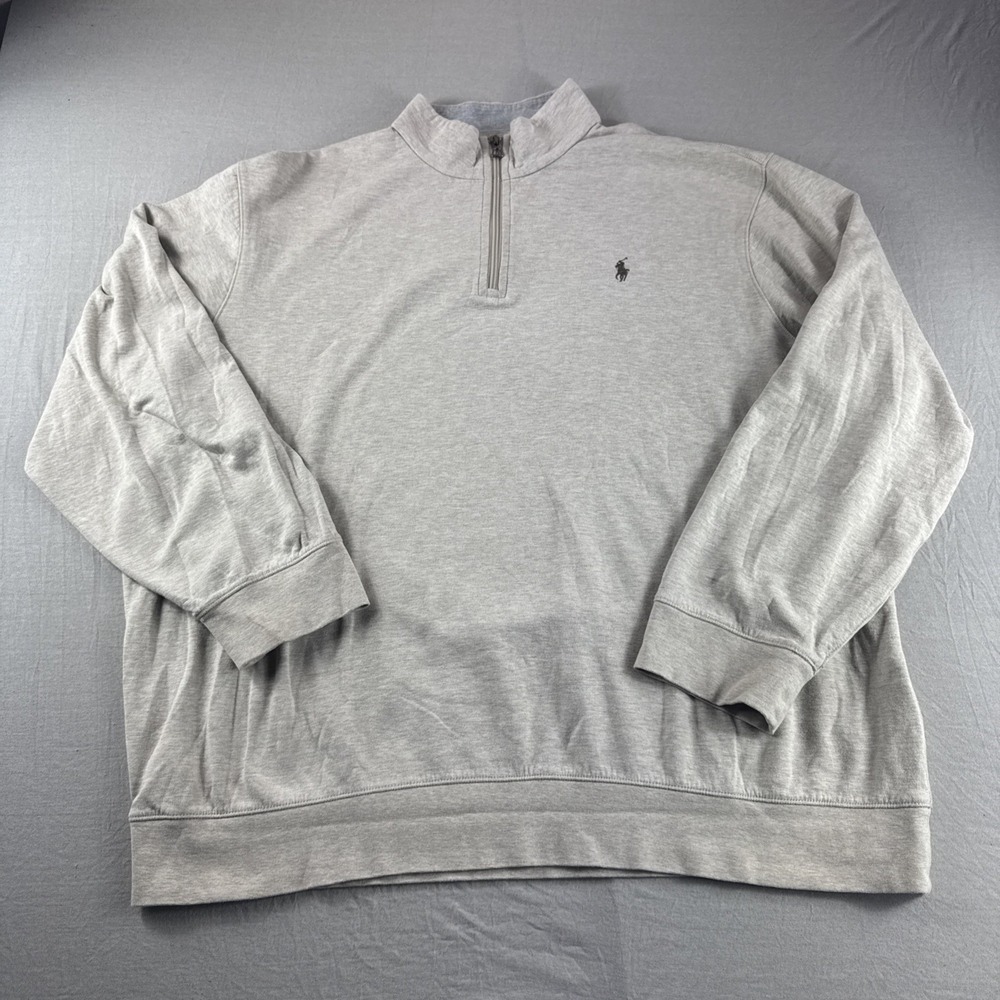 Polo Ralph Lauren 1/4 Zip Pullover Mens XXL Beige Heather Sweatshirt Sweater 2XL